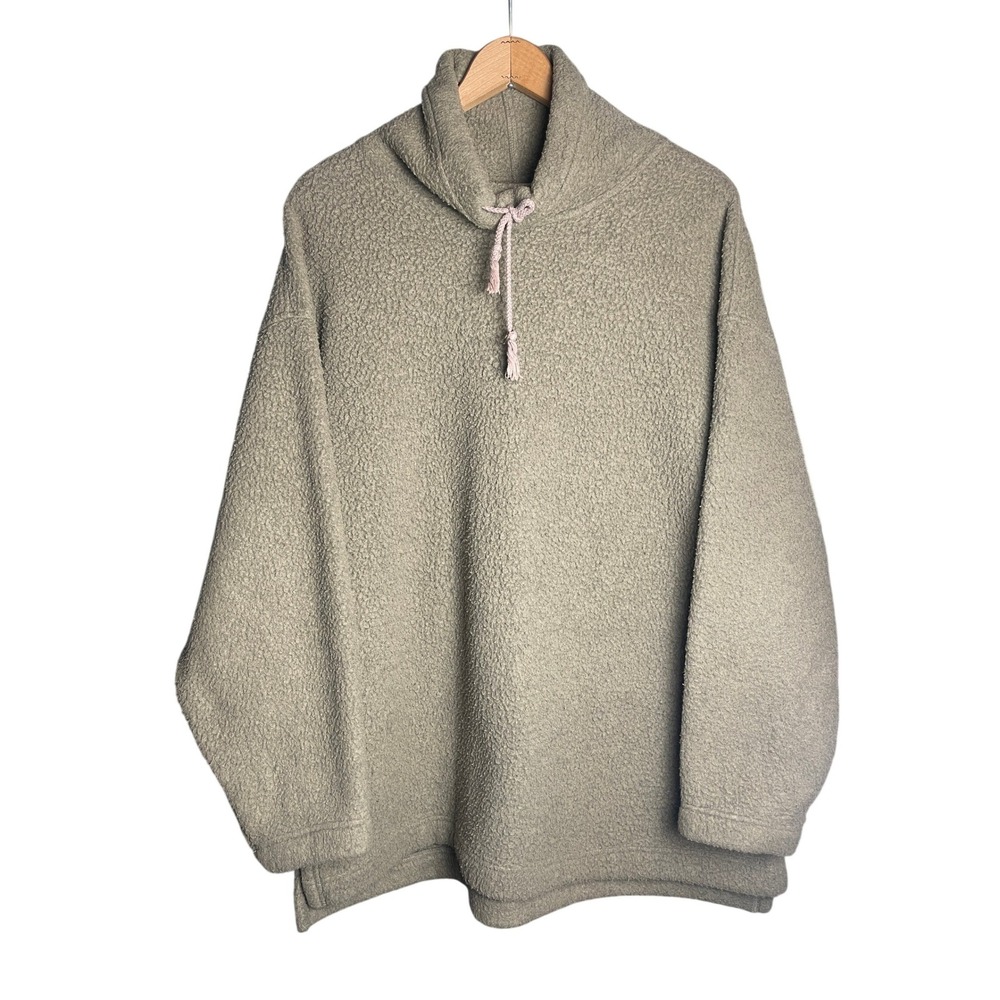 Vintage Abercrombie‎ & Fitch Sherpa Fleece Cowl Neck Pullover Olive XL Oversized